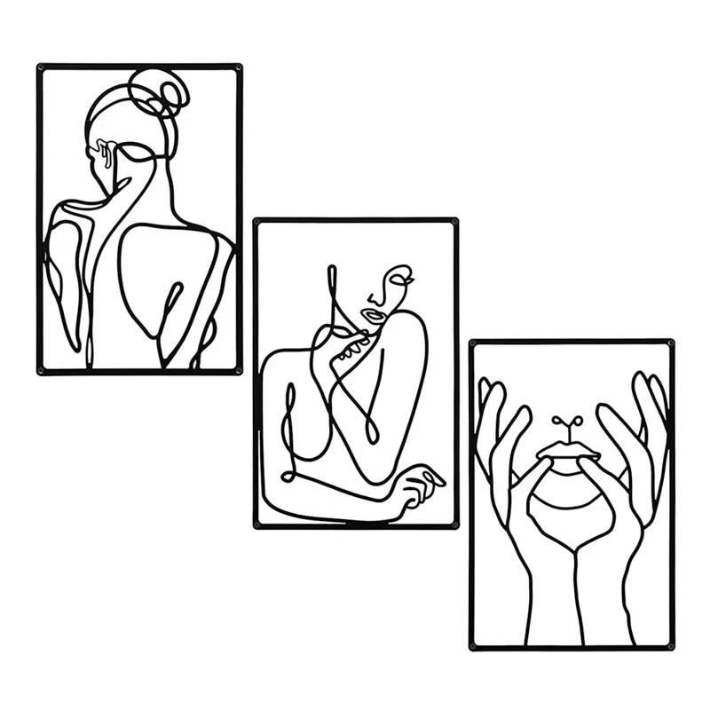Interior Design Home - 3pcs Stunning Line Drawing Decor, Abstract