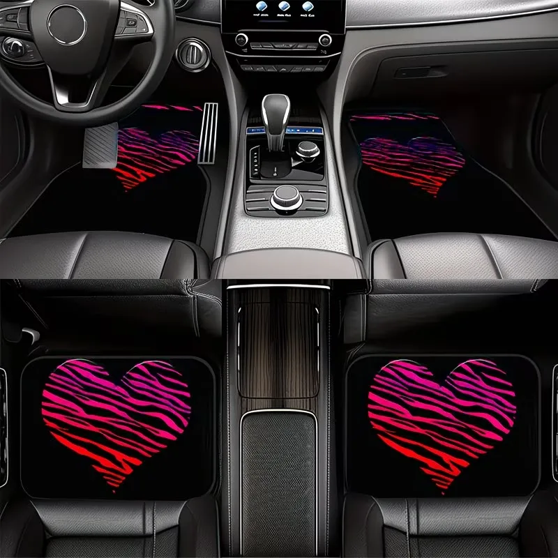 Interior Design Product - 4Pcs Pink Zebra Print Heart-Shaped Sweet