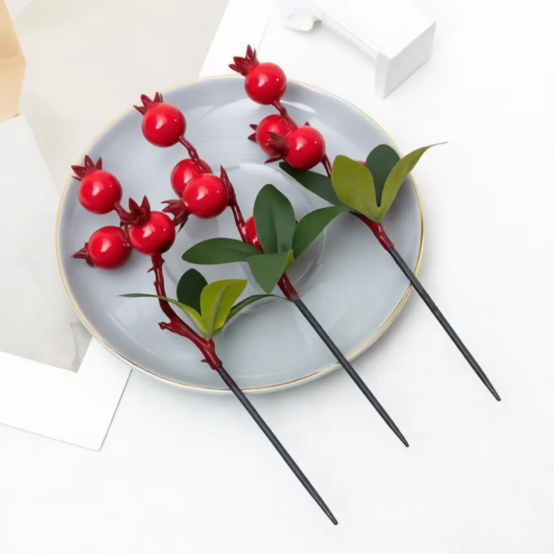 Interior Design Years - Realistic Pomegranate Fruit Branch Foam Artificial