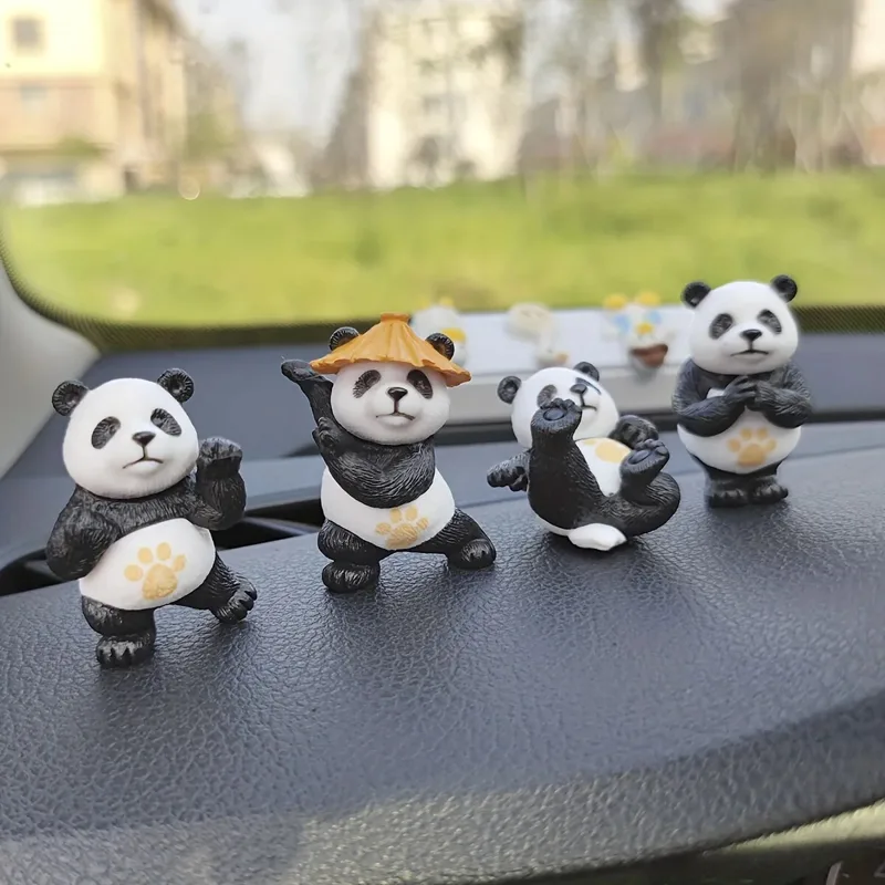 Interior Design Product - 4pcs/set Panda Design Car Ornaments Car