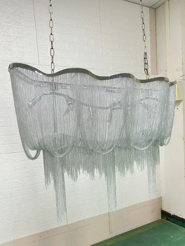 Engineering And Interior Design - Modern Silver Aluminum Chain Chandelier Luxury