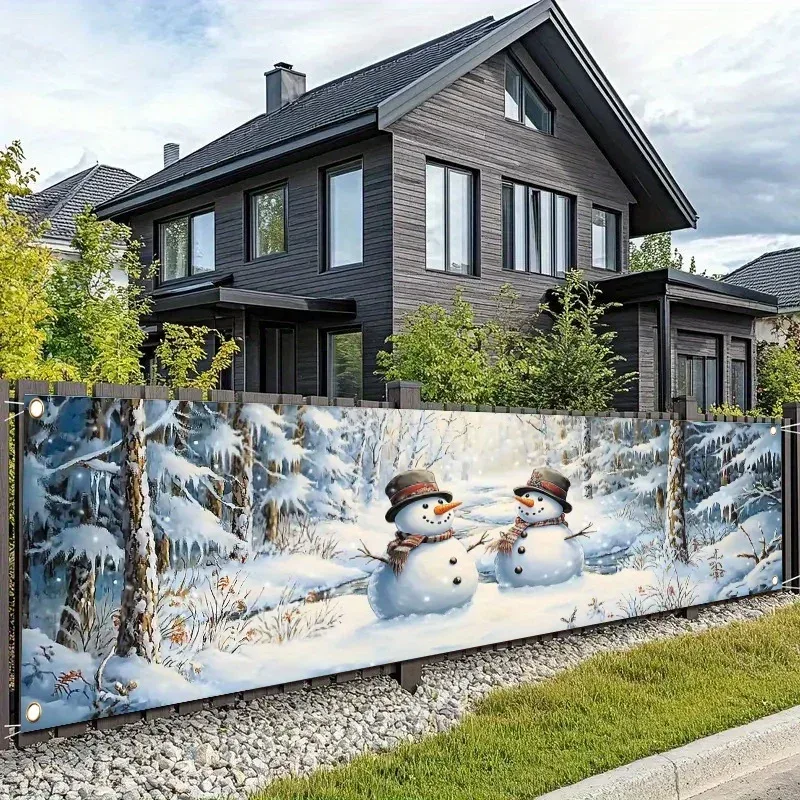 Interior Design Years - 1 Happy Winter Snowman Snowflake Banner