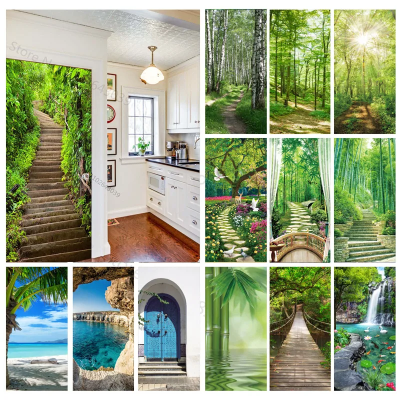 Interior Design Home - Steps Forest 3D Door Stickers Self