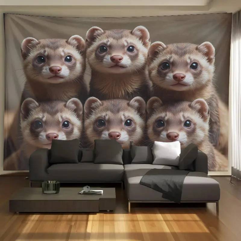 Cute Ferret Group Tapestry Wal - Interior Design Home Decor recension och pris