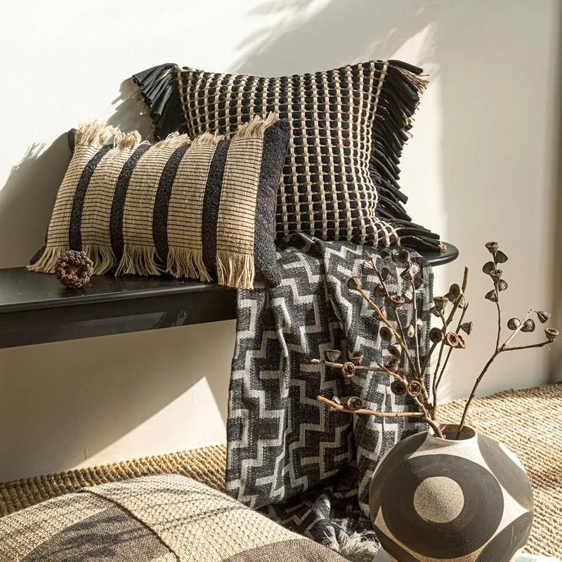 Premium Thick Woven Cushion Co - Textured Throw Natural recension och pris