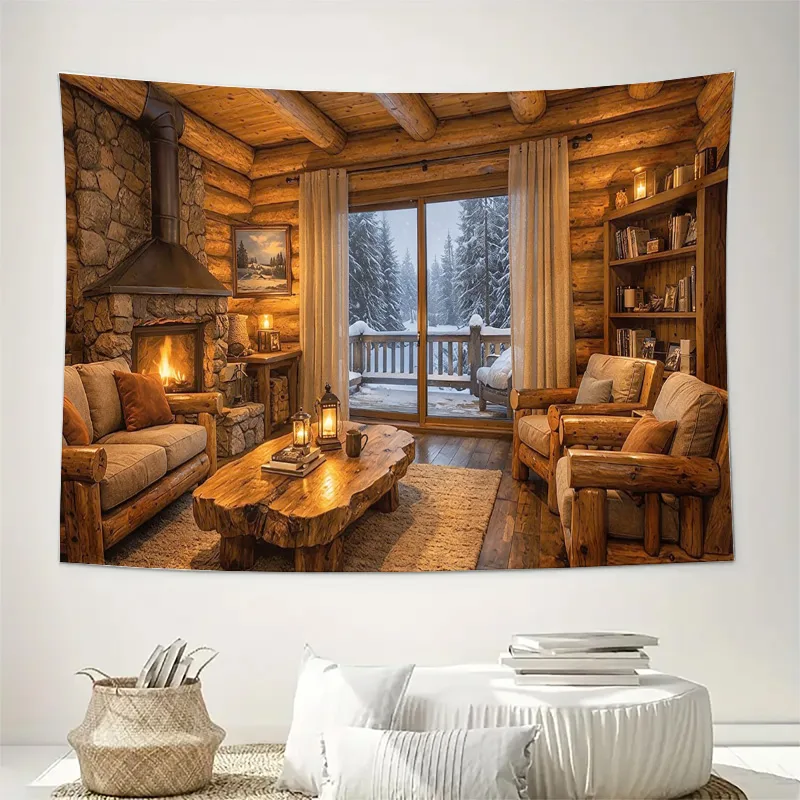 Cozy Wooden Cabin Fireplace In - Interior Design Home Decor recension och pris
