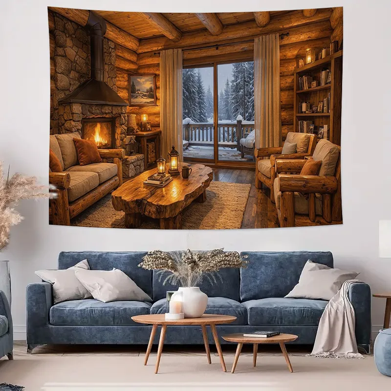 Cozy Wooden Cabin Fireplace In - Interior Design Home Decor recension och pris