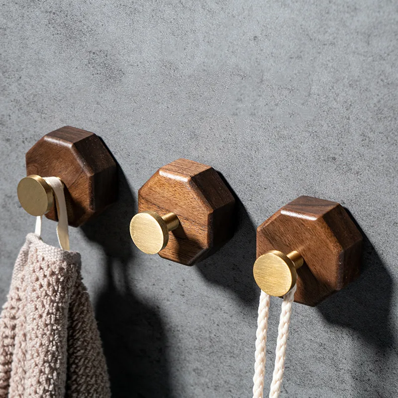 2/1pcs Walnut Wood Brass Hook  - Interior Design Home recension och pris