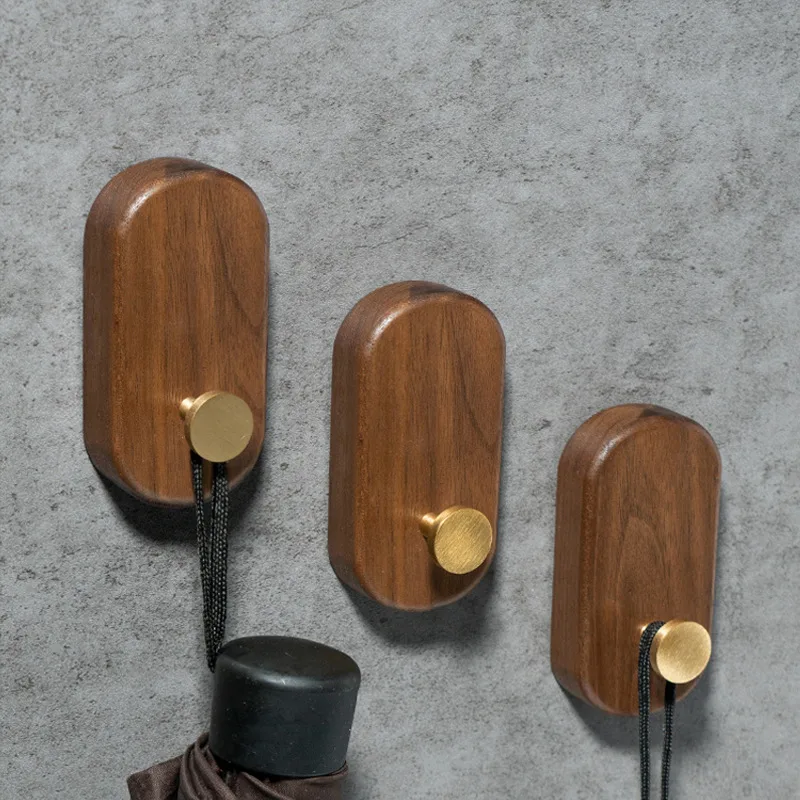 2/1pcs Walnut Wood Brass Hook  - Interior Design Home recension och pris