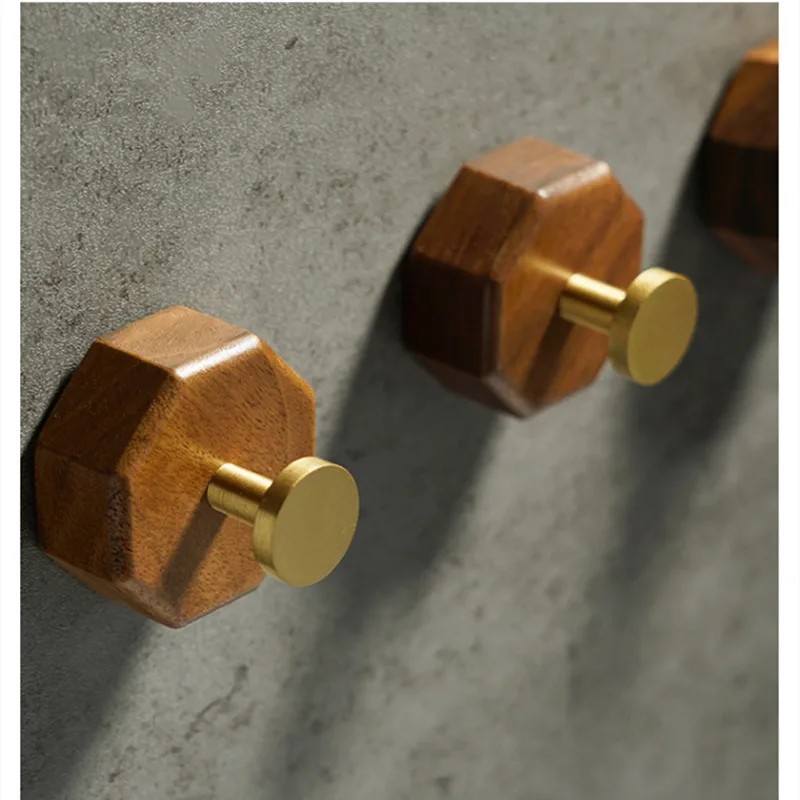 2/1pcs Walnut Wood Brass Hook  - Interior Design Home recension och pris