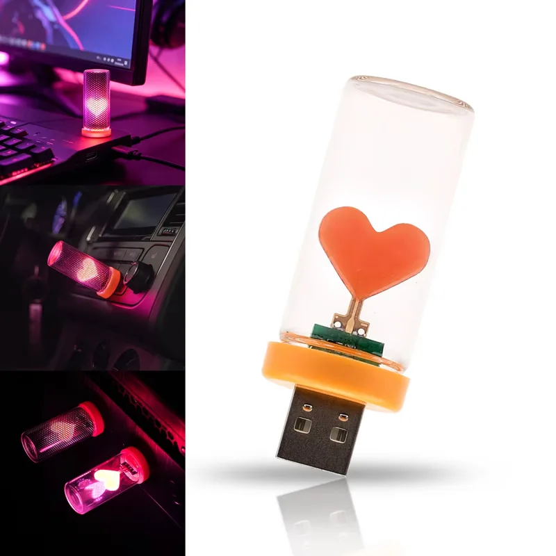 New USB Heart Car Ambient Mood - Interior Design Home Decor recension och pris