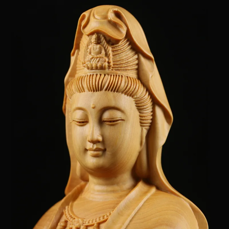 Natural Cypress Guanyin  Buddh - Interior Design Home Decor recension och pris